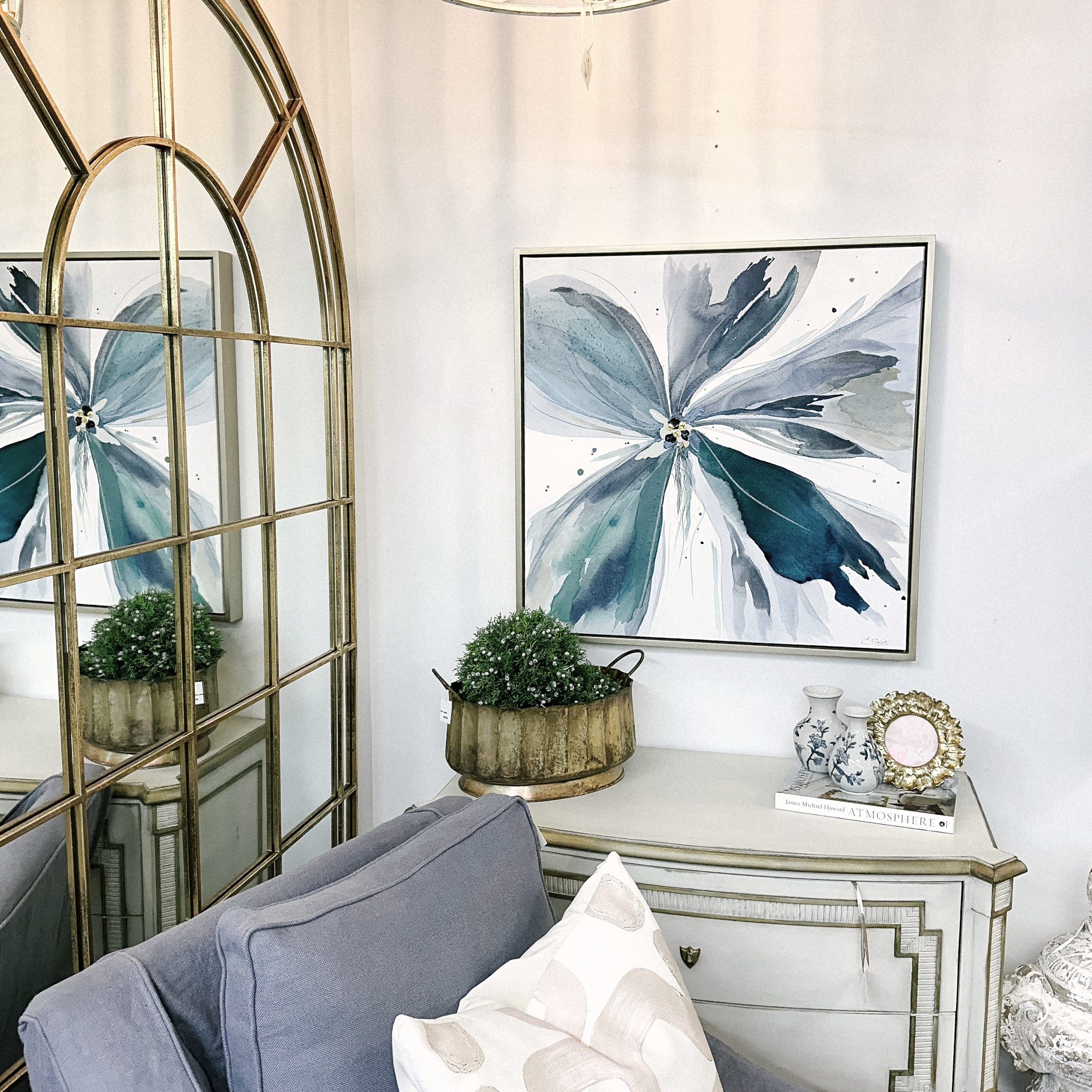 Charissa Owens Art watercolor botanical in a high end interiors store