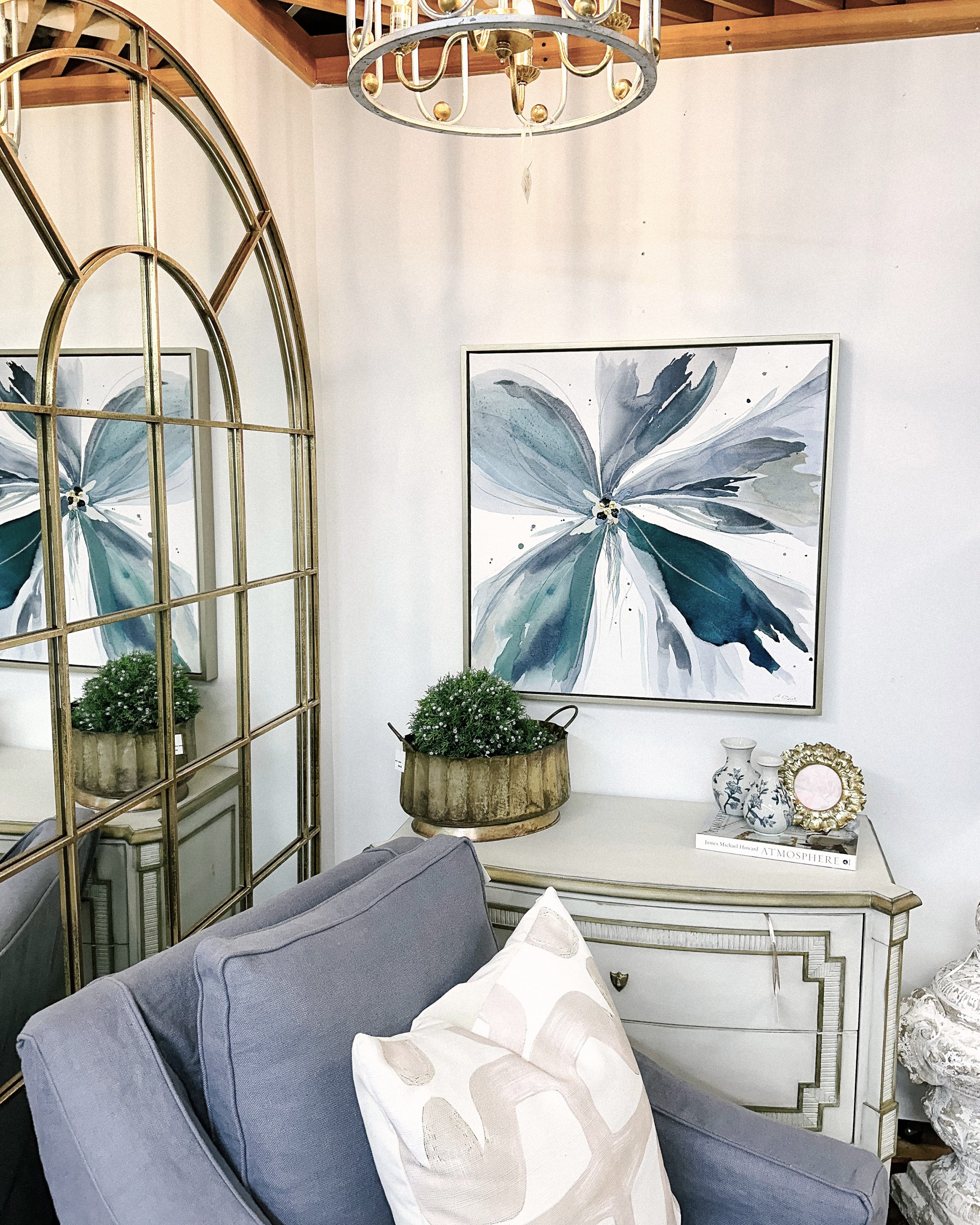Charissa Owens Art watercolor botanical in a high end interiors store