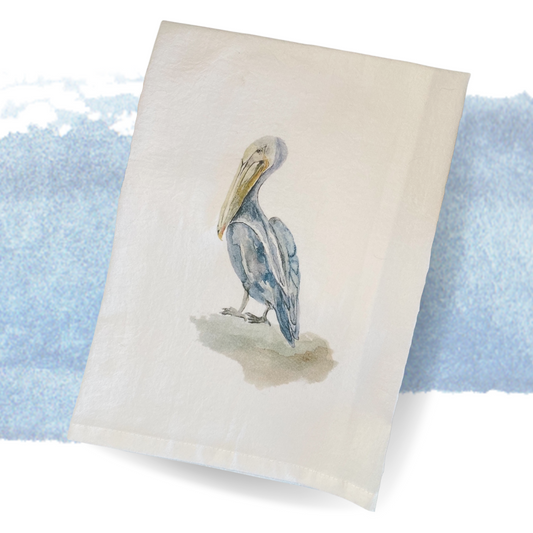 Watercolor Pelican Tea Towel